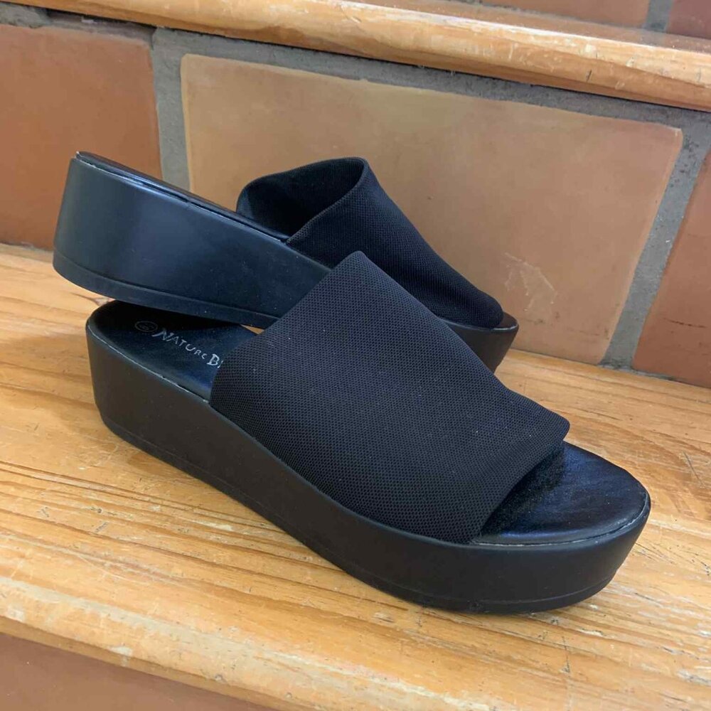 Black wedge sandals